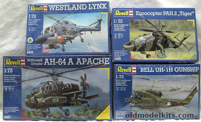 Revell 1/72 04407 Bell UH-1H Gunship / 4488 Eurocopter PAH-2 Tiger / 4409 Westland Lynx / 4487 AH-64A Apache plastic model kit